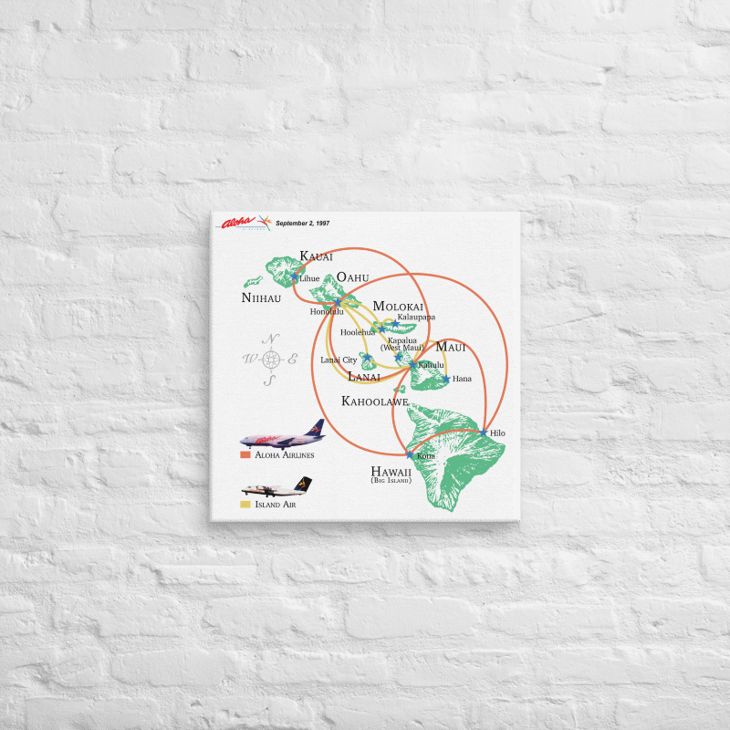 Aloha Airlines September 1997 Airline Map Canvas