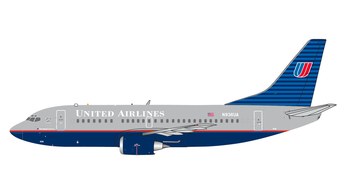 1/400 United Airlines B737-500 Reg: N936UA battleship livery GJUAL2348