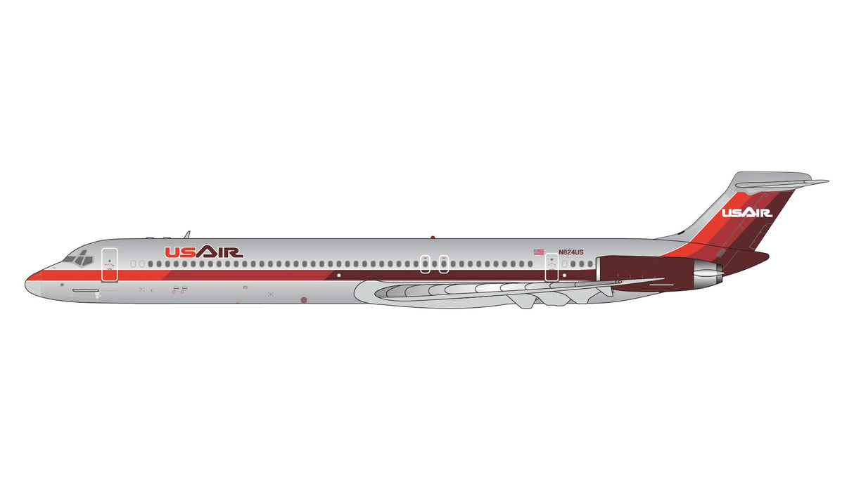 * 1/400 USAir MD-82 N824US (1980s livery: triple red/polished) Gemin GJUSA1163