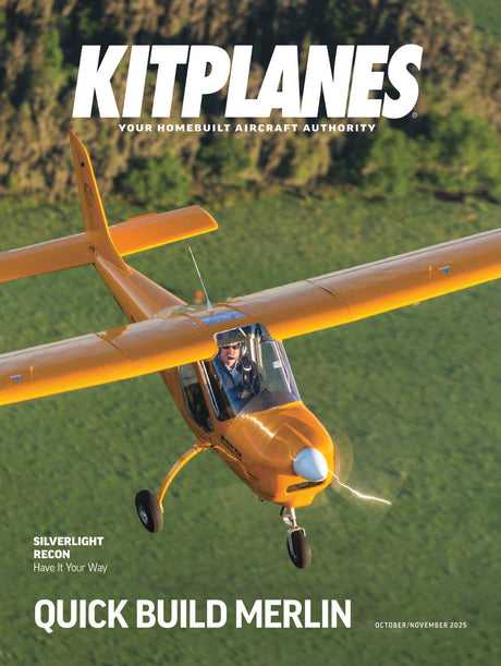 Kitplanes magazine cover with a yellow airplane and text about homebuilt aircraft.