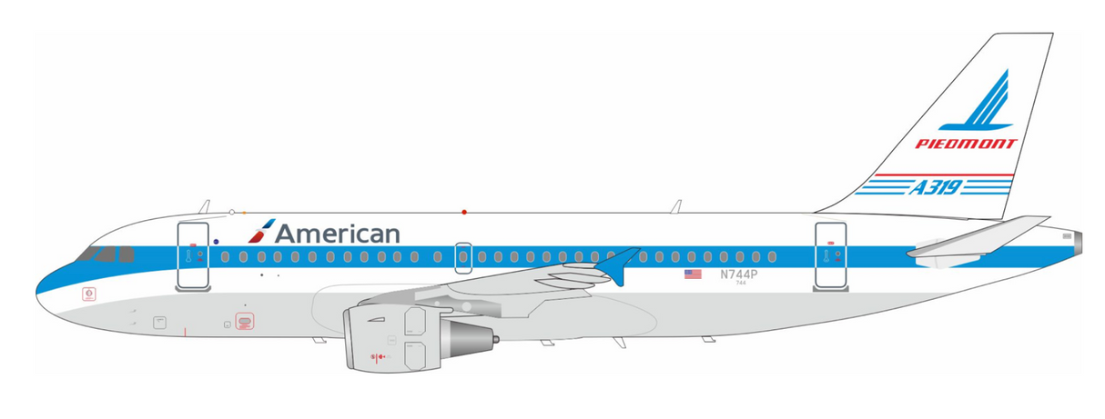 * 1/200 American Airlines (Piedmont Airlines) A319-112 Inflight200 IF319AA744