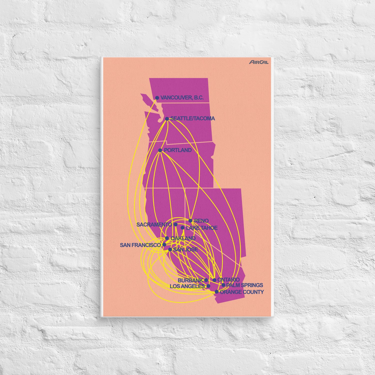 Air Cal Airline Map Canvas