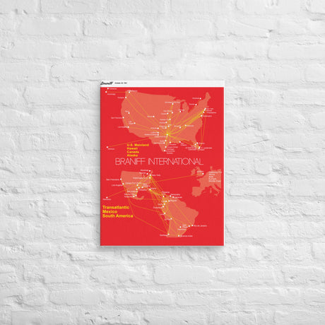 Braniff International October 1981 Airline Map Canvas