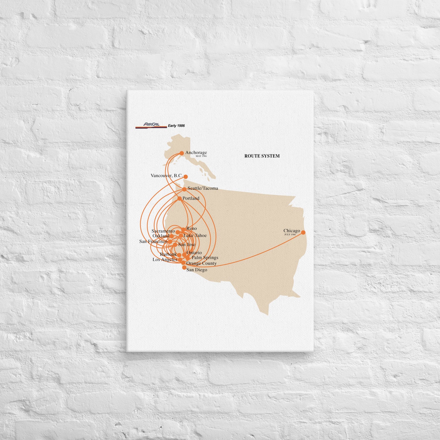 Air Cal 1986 Route System Canvas