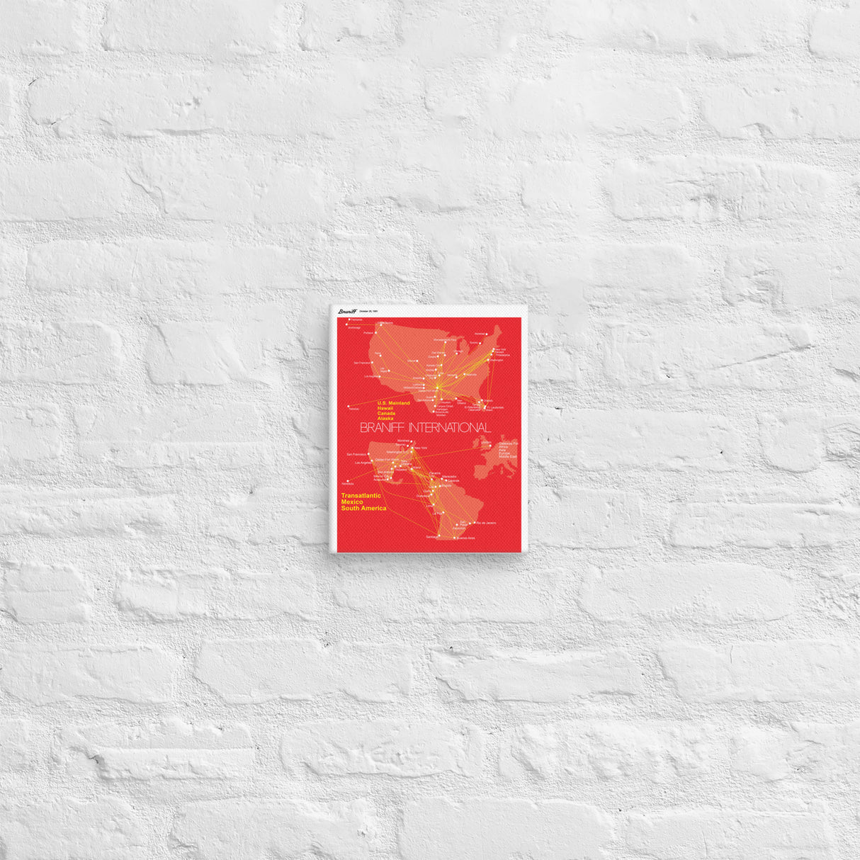 Braniff International October 1981 Airline Map Canvas