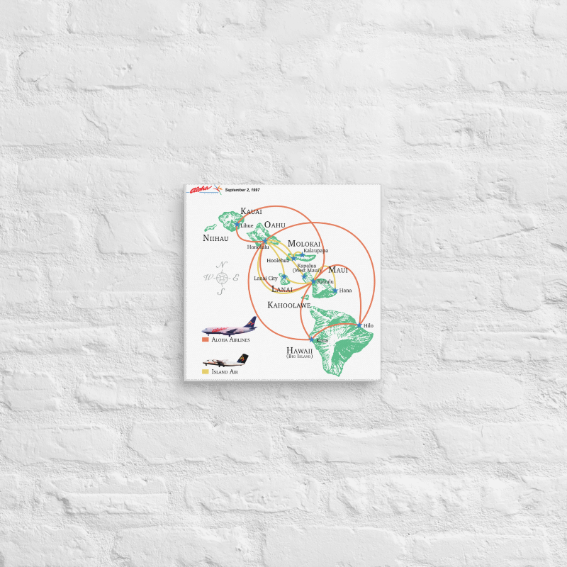 Aloha Airlines September 1997 Airline Map Canvas