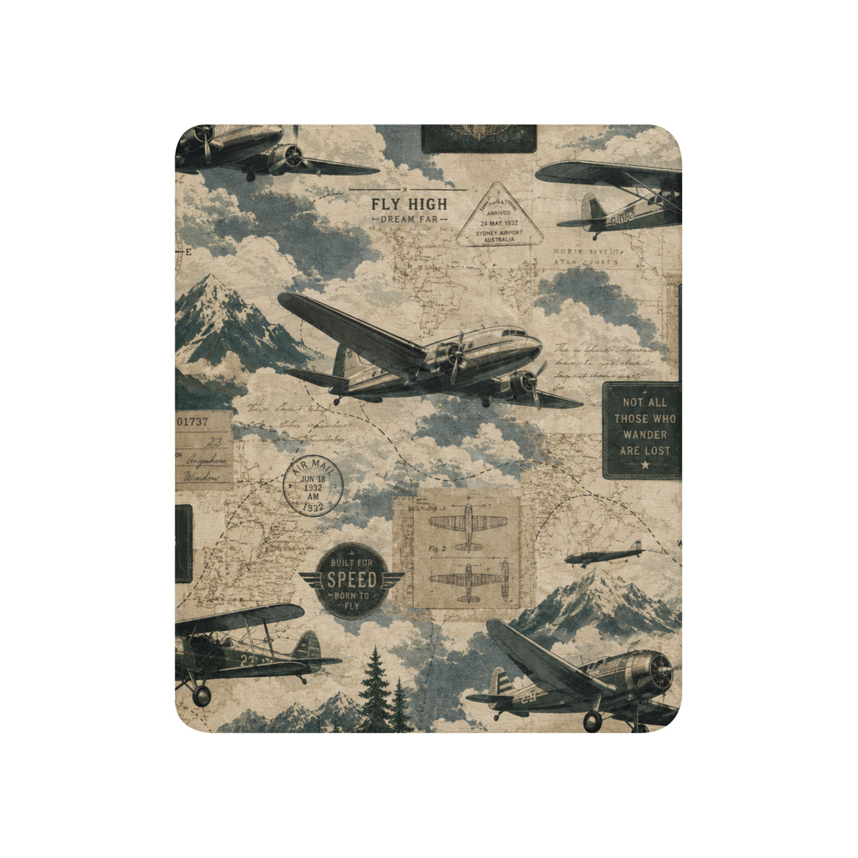 Vintage Aviation Adventure Sherpa blanket 50x60