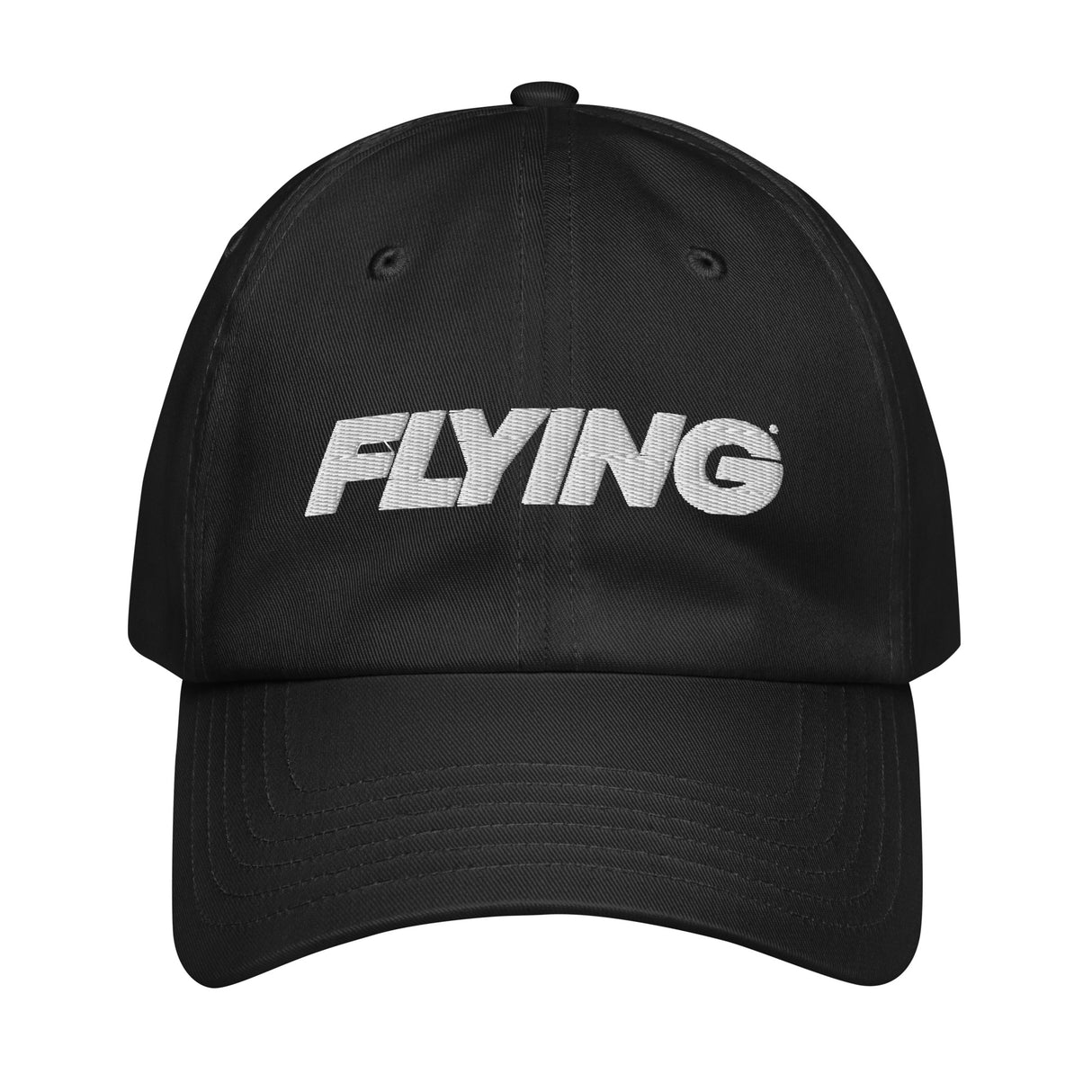 A black Under Armour Dad hat with the word 'FLYING' embroidered on the front.