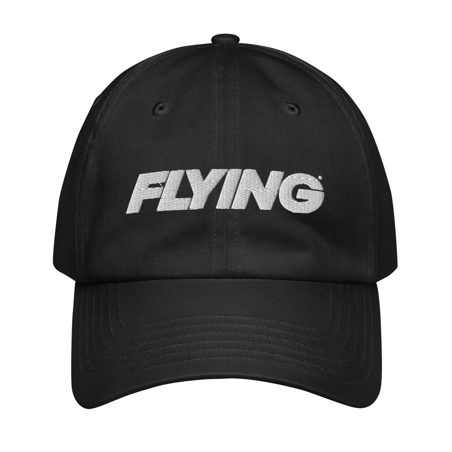 A black Under Armour Dad hat with the word 'FLYING' embroidered on the front.