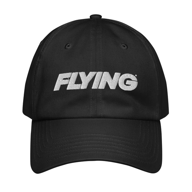 A black Under Armour Dad hat with the word 'FLYING' embroidered on the front.