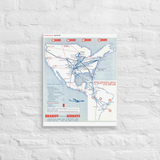 Braniff Airways April 1961 Airline Map Canvas