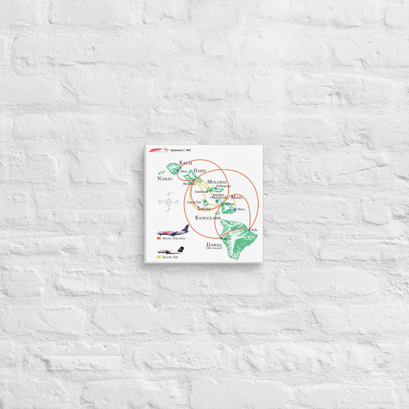 Aloha Airlines September 1997 Airline Map Canvas