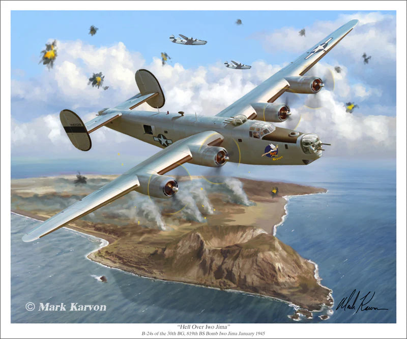 B-24 Liberator - "Hell Over Iwo Jima" Print