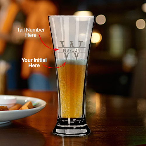 engraved pilsner glass