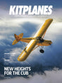 Magazine cover featuring a yellow airplane against a cloudy sky, with text about kitplanes and aircraft.