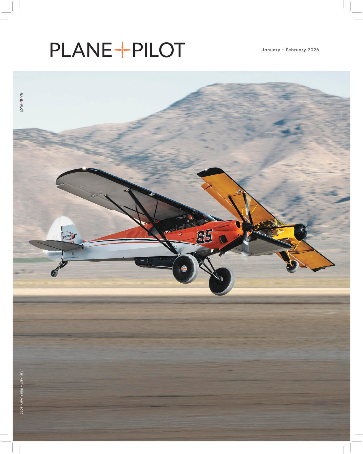 Small airplane on a runway with mountains in the background, featuring 'Plane Pilot' magazine cover.