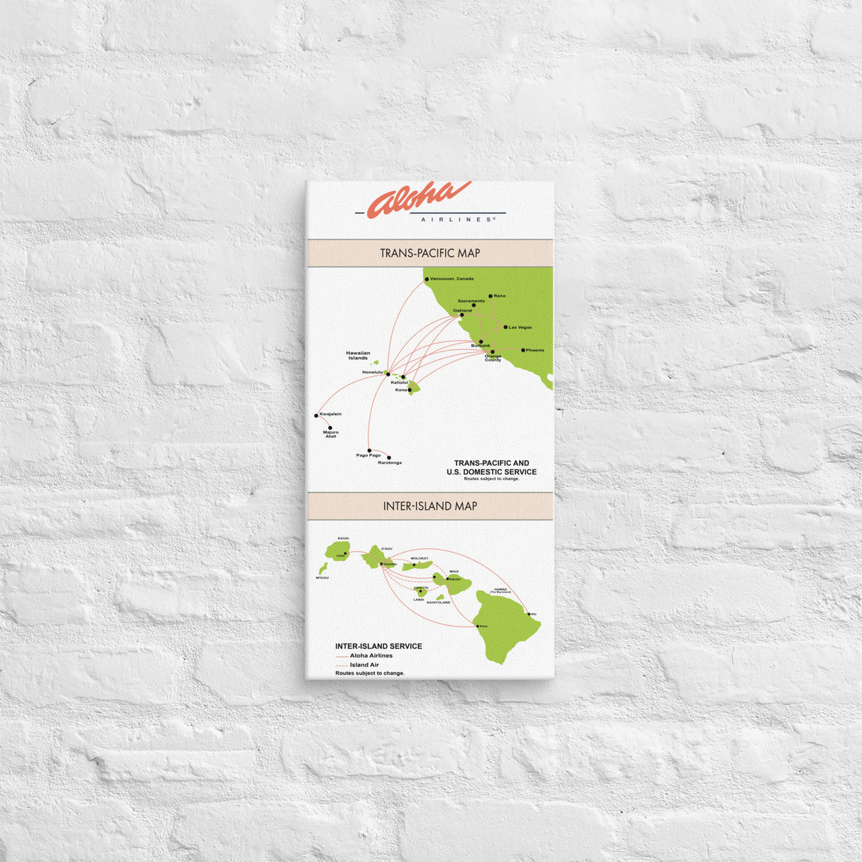 Aloha Airlines April 2004 Airline Map Canvas