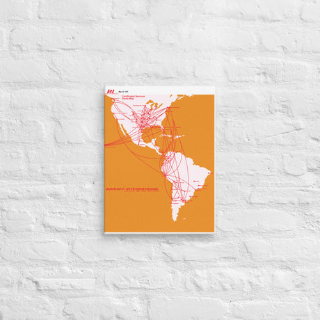 Braniff International May 1972 Airline Map Canvas