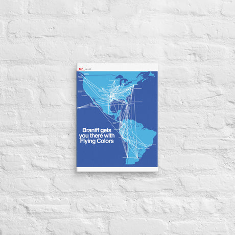 Braniff International July 1976 Airline Map Canvas