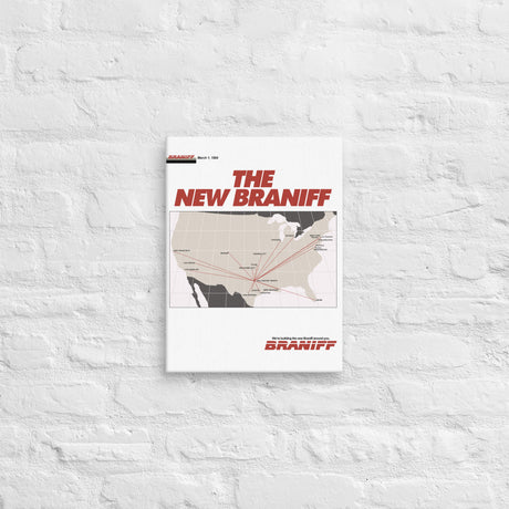 Braniff International March 1984 Airline Map Canvas
