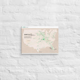 Ozark Airlines July 1982 Airline Map Canvas