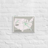 Ozark Airlines August 1986 Airline Map Canvas