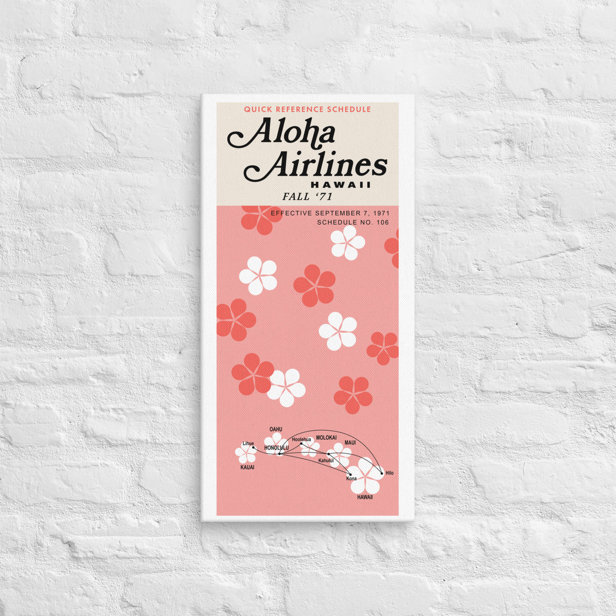 Aloha Airlines September 1971 Airline Map Canvas