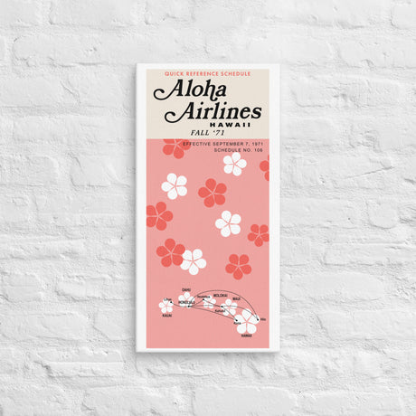 Aloha Airlines September 1971 Airline Map Canvas