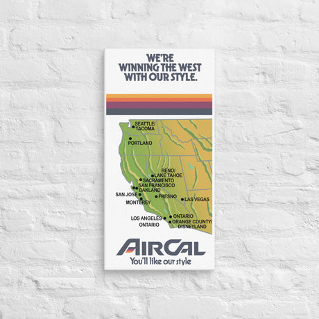Air Cal Winning West Airline Map Canvas