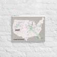 Ozark Airlines August 1986 Airline Map Canvas