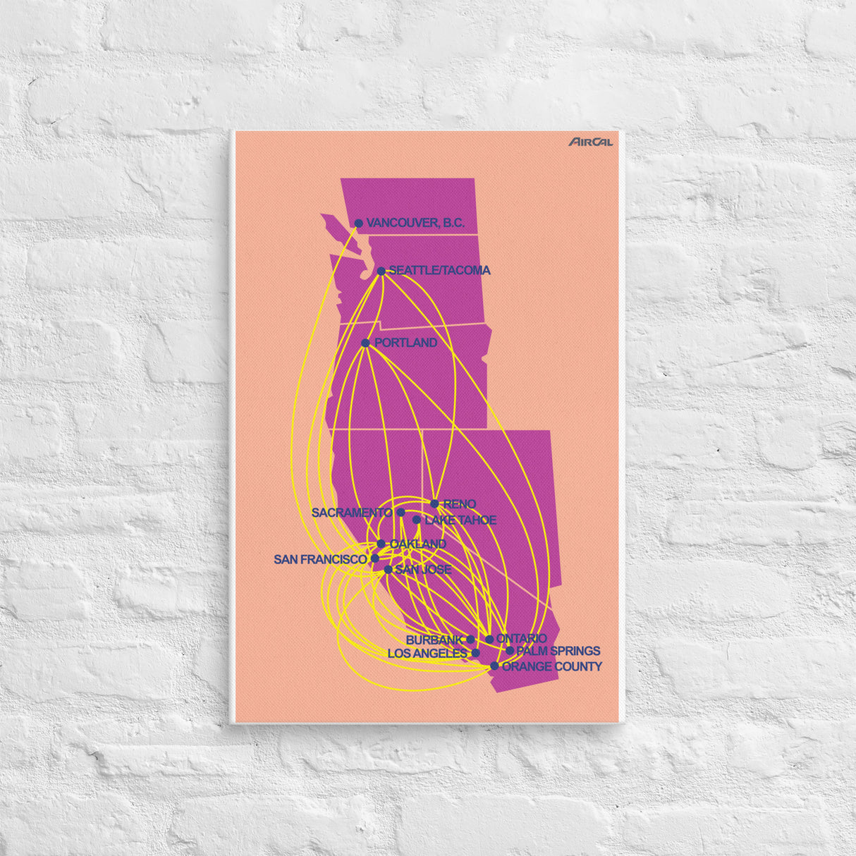 Air Cal Airline Map Canvas