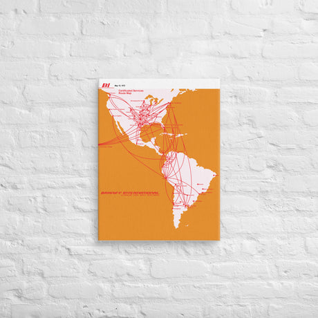 Braniff International May 1972 Airline Map Canvas