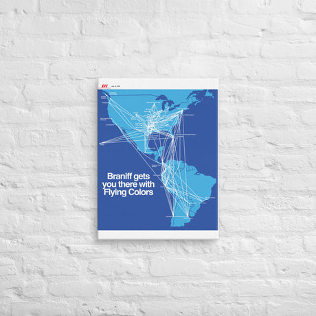 Braniff International July 1976 Airline Map Canvas