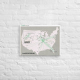 Ozark Airlines August 1986 Airline Map Canvas