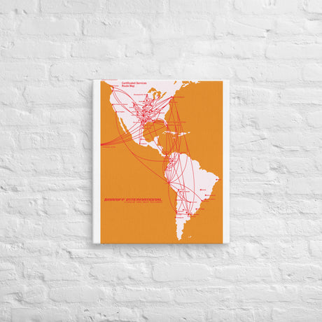 Braniff International May 1972 Airline Map Canvas