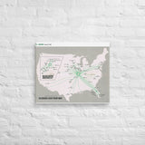 Ozark Airlines August 1986 Airline Map Canvas