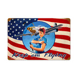 HB010 - Keep ’Em Flying Vintage Pinup Sign 18x12 by Artist Greg Hildebrandt