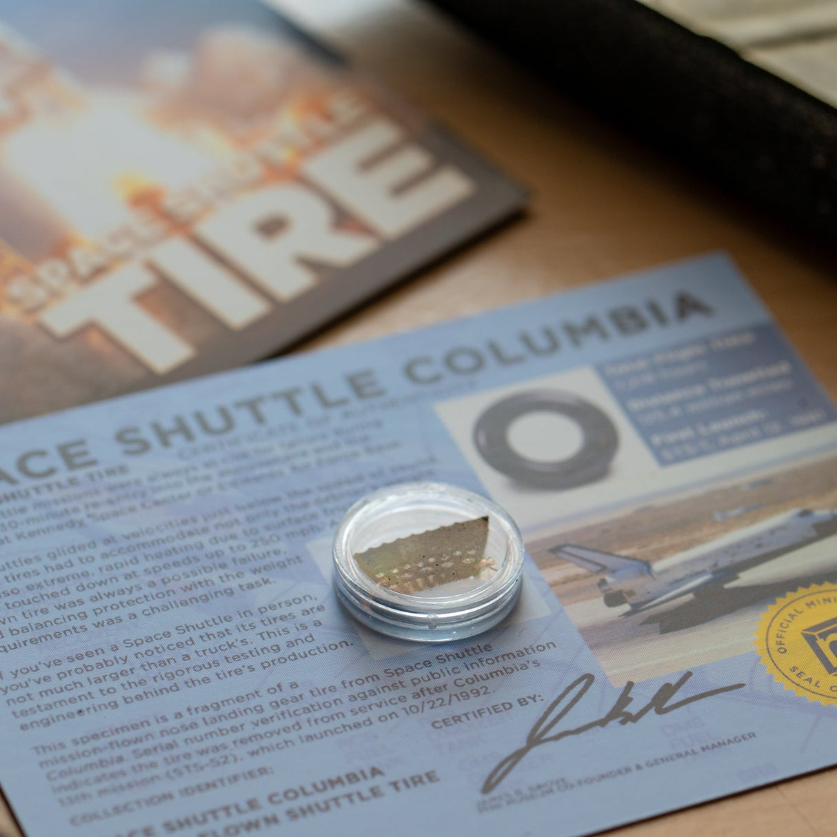 Space Shuttle Tire - Columbia Flown Nose Landing Gear Tire - Card Display